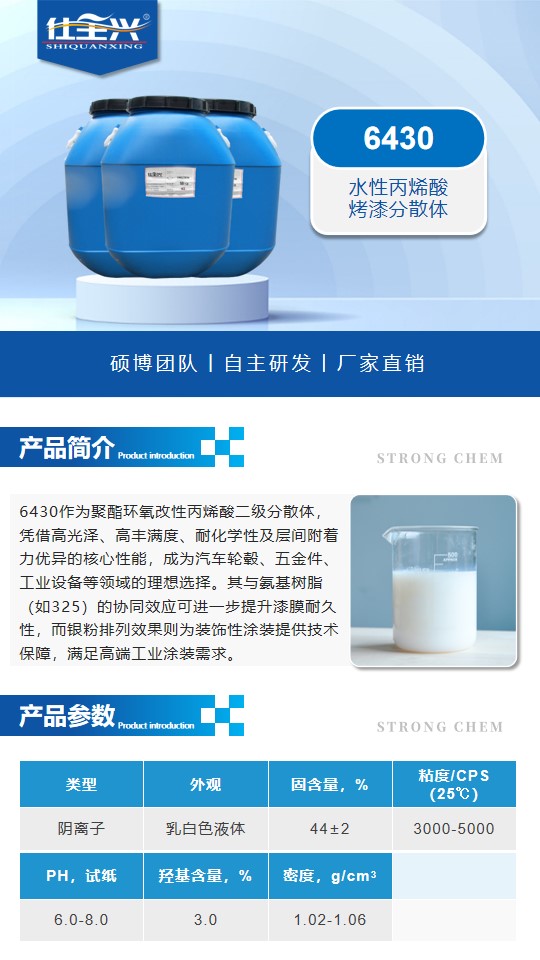 6430水性丙烯酸烤漆分散体1